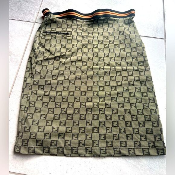 100% Authentic Vintage Fendi Zucca print Monogram logo skirt Size 40 Euro Small/ - Picture 1 of 5